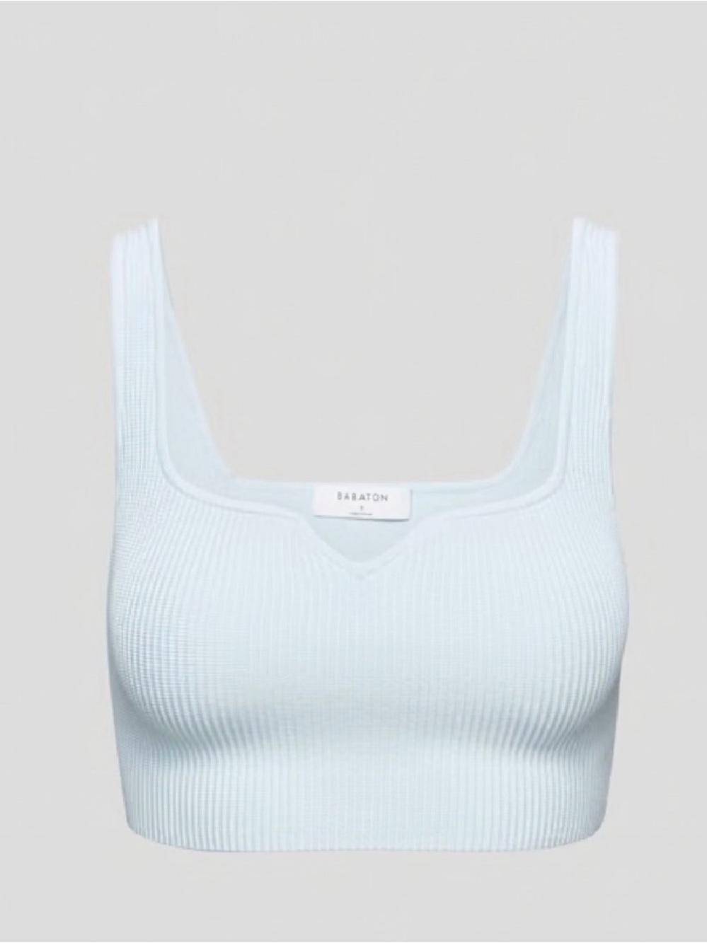 Aritzia Pale Blue Ribbed Square-Neck Crop Top